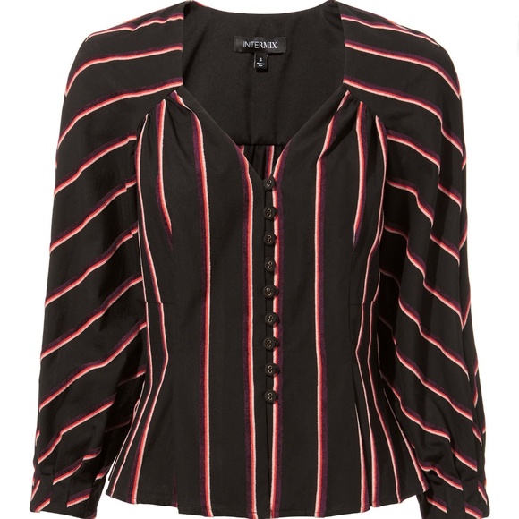 INTERMIX Lexi Striped Top Size 4 - Picture 4 of 5